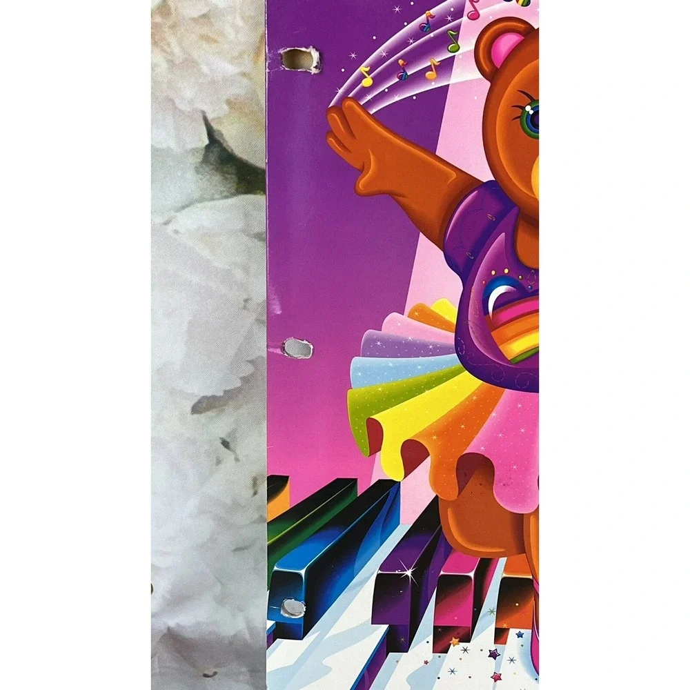Lisa Frank Folder Ballerina Bear for Three 3 Ring Binder 90s Piano Vintage